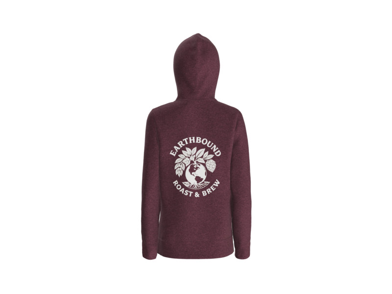 Earthbound Ladies Maroon Zip-Up Hoodie (White Logo Front & Back)