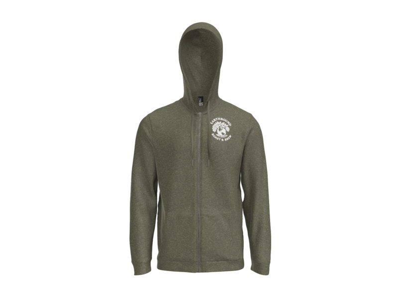 Earthbound Green Zip-Up Hoodie (White Logo Front & Back)