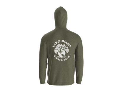Earthbound Green Zip-Up Hoodie (White Logo Front & Back)