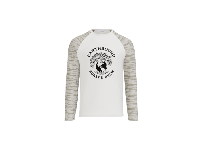 Earthbound White Camo Long Sleeve (Black Logo on Front)