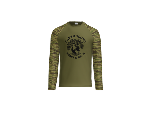 Earthbound Green Camo Long Sleeve (Black Logo on Front)