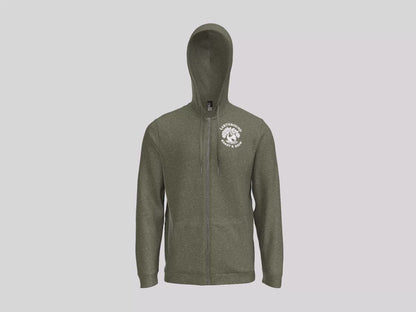 Earthbound Green Zip-Up Hoodie (White Logo Front & Back)